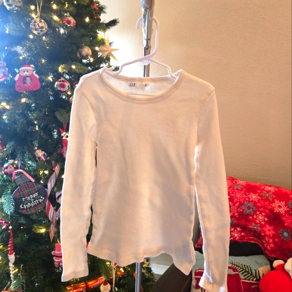 🖤5/$25🐝 GAP Kids'  Medium Unisex White Winter Thermal Top Basic